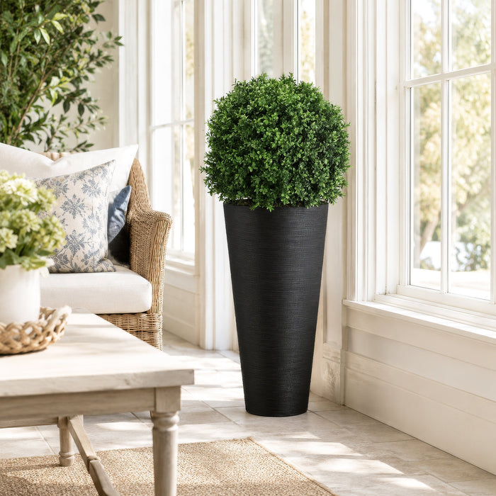 3'8" Boxwood Ball-Shaped Artificial Topiary Tree w/Bamboo Container -Green - WP7667-GR