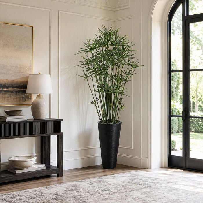 7' Artificial Papyrus Grass Plant w/Bamboo Container -Green - WP7671-GR