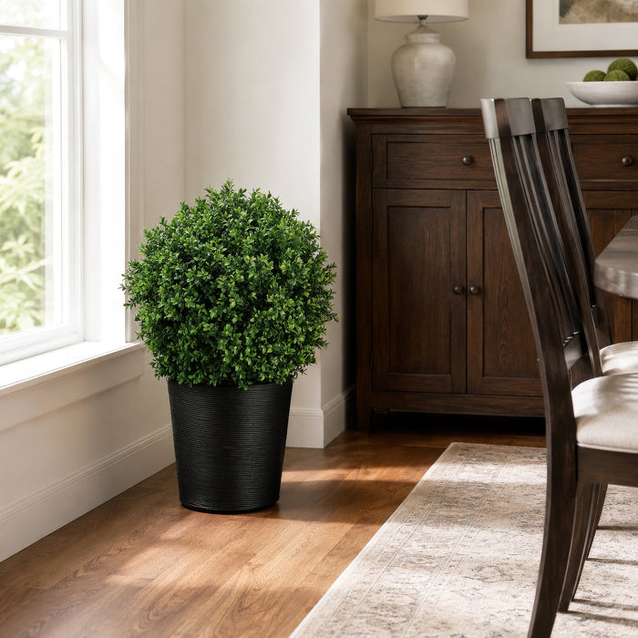 2'6" Boxwood Ball-Shaped Artificial Topiary Tree w/Bamboo Container -Green - WP7673-GR