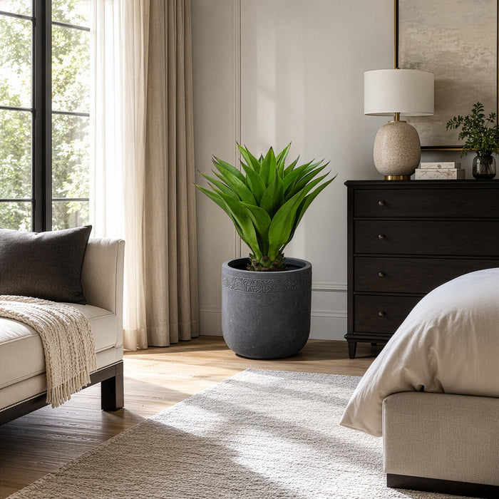 34" Agave Attenuata Artificial Plant w/Fiber Clay Planter -Green - WP7937-GR