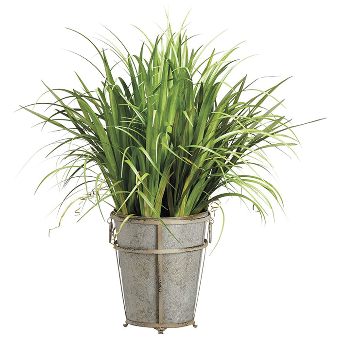 38" Reed Grass & Cymbidium Foliage Artificial Plant w/Tin Planter -Green - WP8082-GR