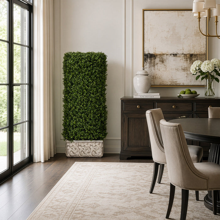 48"Hx22"W"x13"D Artificial Boxwood Artificial Topiary Hedge w/Stone Planter -Green - WP8201-GR