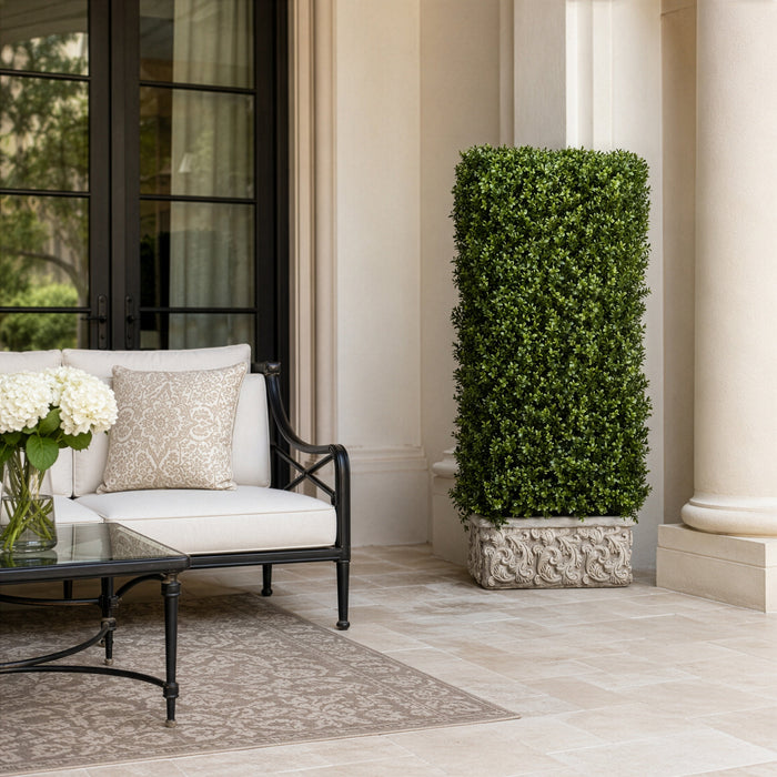 48"Hx22"W"x13"D Artificial Boxwood Artificial Topiary Hedge w/Stone Planter -Green - WP8201-GR