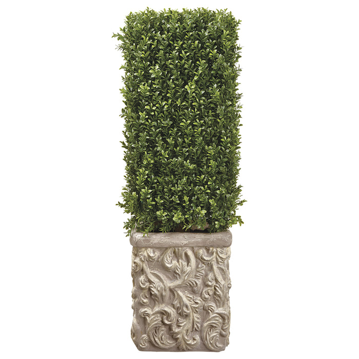 37"Hx13.5"W Artificial Boxwood Topiary w/Stone Planter -Green - WP8204-GR