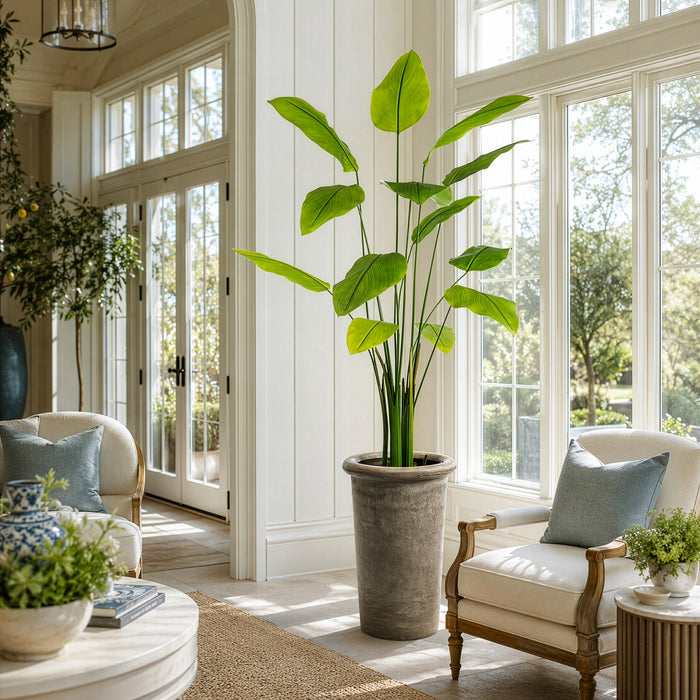 6'11" Silk Banana Plant w/Planter -Green - WP8291-GR