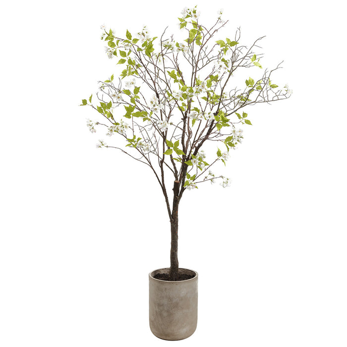 6'8" Blossom Silk Flowering Tree w/Fiber Cement Planter -White/Pink - WT0673-WH/PK