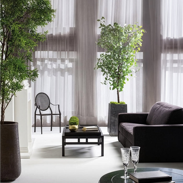 8'9" Eucalyptus Leaf Silk Tree w/Planter -Green - WT0677-GR
