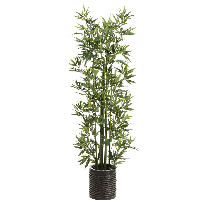 6' Silk Bamboo Tree w/Ribbed Planter - Green - WT0705-GR