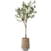 7'Hx36"W Olive Leaf Artificial Tree w/Cement Planter -Green - WT0708-GR