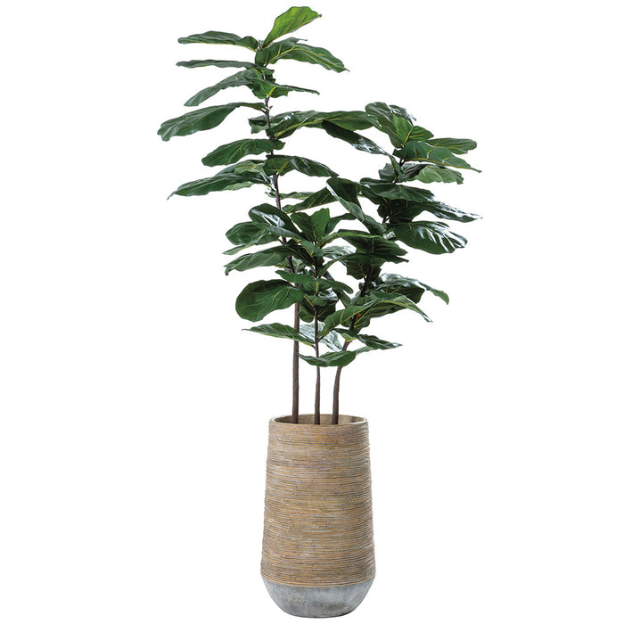 6'8"Hx32"W Fiddle Leaf Fig Artificial Tree w/Cement Planter -Green - WT0712-GR