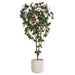 9'2" Flowering Magnolia Leaf Silk Tree w/Fiber Clay Planter -White - WT0735-WH