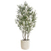 8'8" Flowering Olive Leaf Silk Tree w/Fiber Clay Planter -Green - WT0736-GR