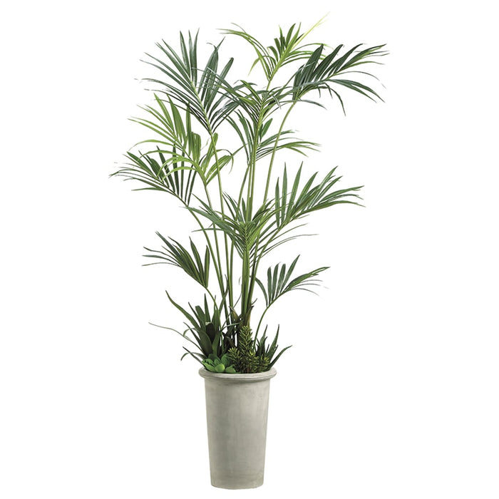 8'6" Kentia Silk Palm Tree w/Fiber Cement Planter -Green - WT4800-GR