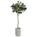 7' Fiddle Leaf Fig Silk Tree w/Fiber Cement Planter -Green - WT4920-GR