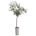 7'6" Silk Olive & Berry Tree w/Cement Planter -Green - WT4928-GR