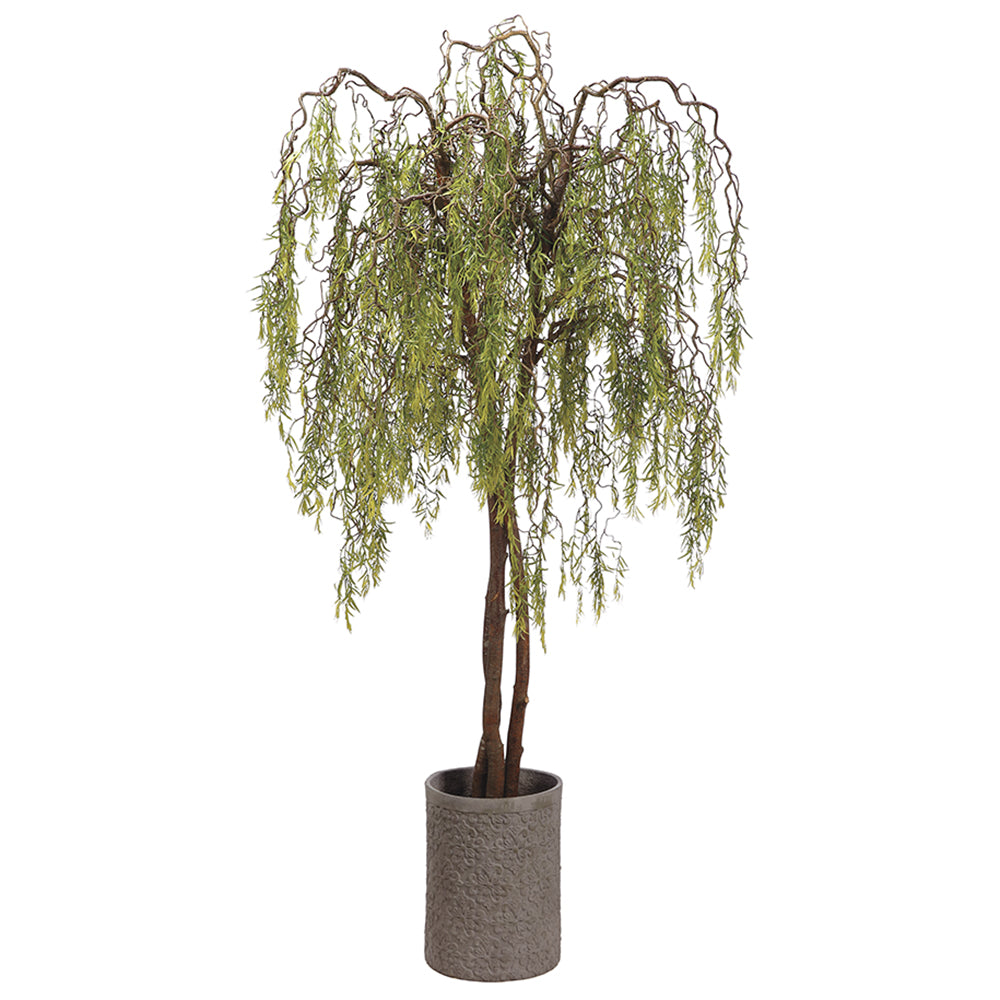 willow tree house plant 8' Weeping Willow Silk Tree w/Fiber Cement Planter -Green — Silks Are Forever