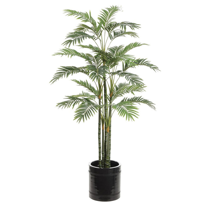 6'1" Silk Areca Palm Tree w/Black Planter -Green/Black - WT5521-GR/BK
