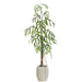 6'7"Hx32"W Split Philodendron Monstera Leaf Silk Plant w/Terra Cotta Planter -Green - WT8010-GR