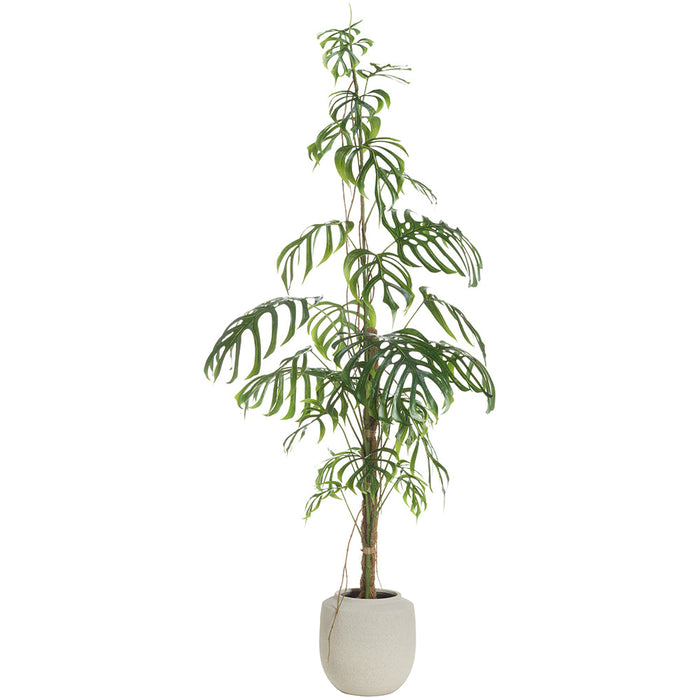 8'4"Hx44"W Split Philodendron Monstera Leaf Silk Plant w/Terra Cotta Planter -Green - WT8011-GR