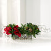 16"Hx28"W Silk Amaryllis Flower, Ranunculus, Sweet Bay Leaf & Pinecone Arrangement w/Glass Vase -Red/Green - WX8088-RE/GR