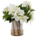 20"Hx22"W Amaryllis, Skimmia, Berry & Birch Silk Flower Arrangement w/Glass Vase -White/Green - WX8093-WH/GR