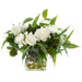 17"Hx26"W Amaryllis, Skimmia & Eucalyptus Leaf Silk Flower Arrangement w/Glass Vase -White/Green - WX8097-WH/GR
