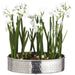 17.5"Hx13.5"W Paperwhite Silk Flower Arrangement w/Aluminum Plate -White/Green - WZ0131-WH/GR