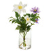 15"Hx12"W Clematis Silk Flower Arrangement w/Glass Vase -Lavender/White - WZ0144-LV/WH