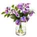 12"Hx14"W Sweet Pea Silk Flower Arrangement w/Glass Vase -Lavender/Green - WZ0157-LV/GR