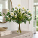 26"Hx22"W Scabiosa & Eucalyptus Leaf Silk Flower Arrangement w/Glass Vase -White/Green - WZ0162-WH/GR