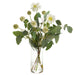 24"Hx18"W Scabiosa & Eucalyptus Leaf Silk Flower Arrangement w/Glass Vase -White/Green - WZ0163-WH/GR
