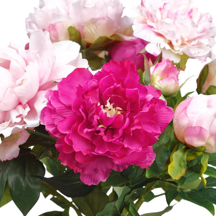 24.5"Hx18.5"W Peony Silk Flower Arrangement w/Glass Vase -2 Tone Pink - WZ0173-PK/TT
