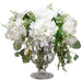 13.5"Hx14"W Peony, Hydrangea & Eucalyptus Leaf Silk Flower Arrangement w/Glass Vase -Cream/Green - WZ0176-CR/GR