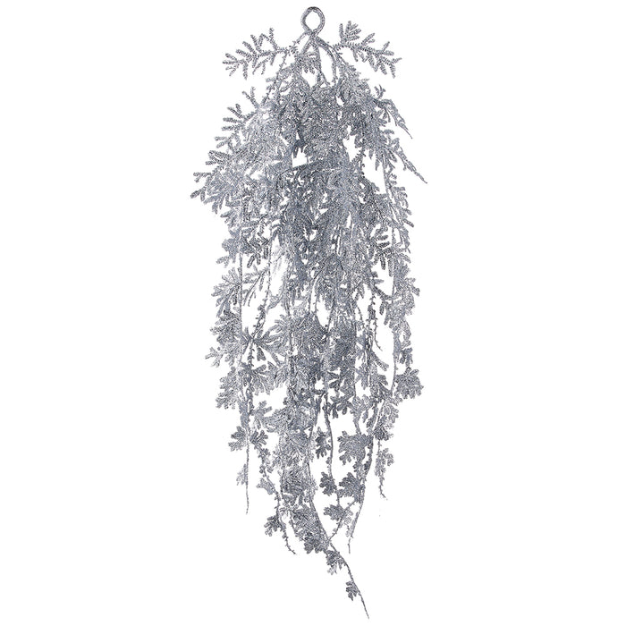 26" Glittered Artificial Pine Door Teardrop Swag -Silver (Pack of 12) - XAA192-SI