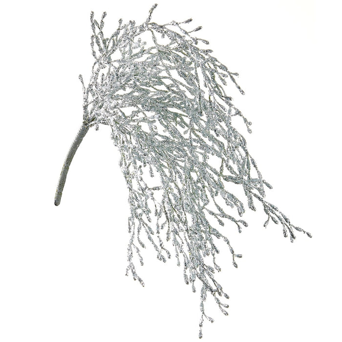 14.5" Hanging Glittered Artificial Twig Plant -Silver (pack of 12) - XAB001-SI
