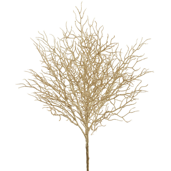 22" Glittered Artificial Twig Plant -Gold (Pack of 12) - XAB252-GO