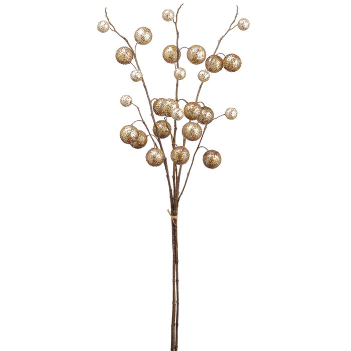 36" Glittered Ornament Ball Stem Bundle -Gold (Pack of 4) - XAB503-GO