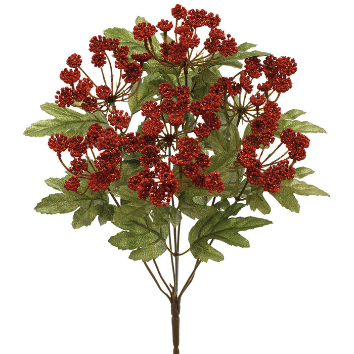 18" Glittered Artificial Queen Anne's Lace Flower Bush -Red (Pack of 12) - XAB601-RE
