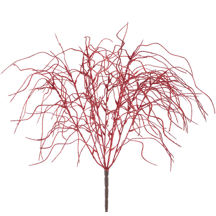 22" Glittered Artificial Grass Plant -Red (Pack of 12) - XAB607-RE