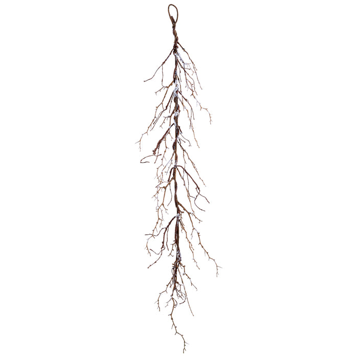 4'10" Snowed Artificial Twig Garland -Brown/Snow (pack of 12) - XAG180-BR/SN
