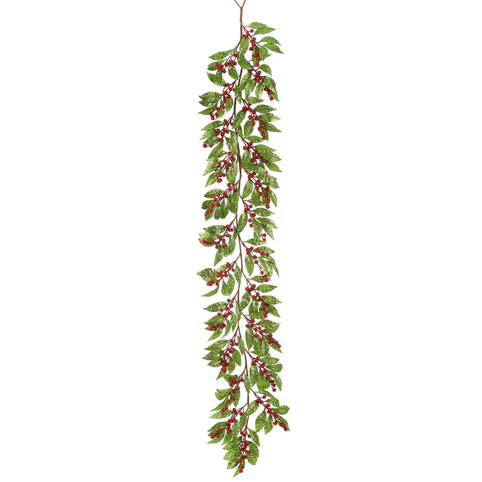 6' Glittered Artificial Berry Leaf Garland -Red/Green (Pack of 6) - XAG212-RE/GR