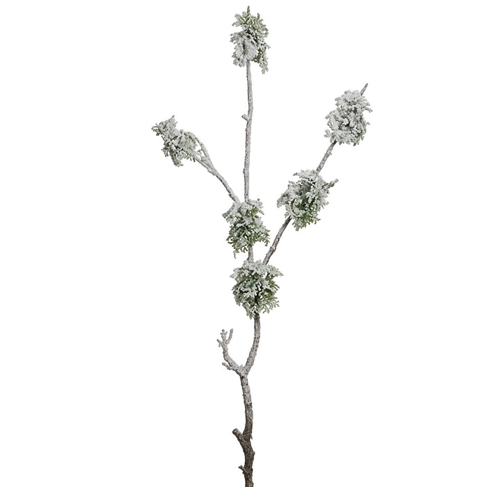 34" Artificial Flocked Moss Branch Stem -Green/Snow (Pack of 12) - XAI080-GR/SN
