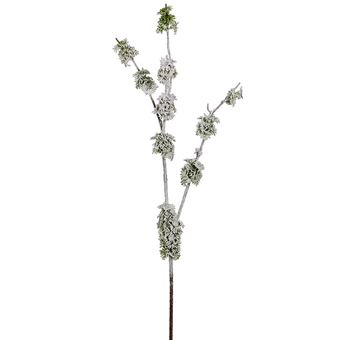 47" Artificial Flocked Moss Branch Stem -Green/Snow (Pack of 6) - XAI082-GR/SN