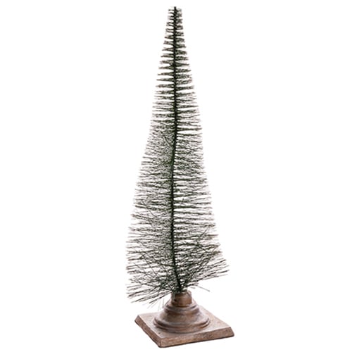 25" Glittered Bottlebrush Pine Artificial Tree w/Base -Green (pack of 2) - XAI490-GR/GL