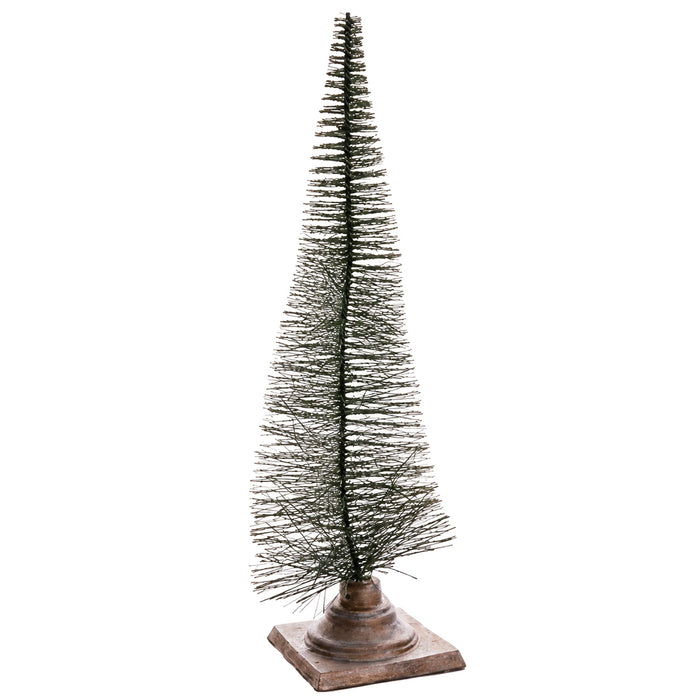 25" Glittered Bottlebrush Pine Artificial Tree w/Base -Green (Pack of 2) - XAI490-GR/GL