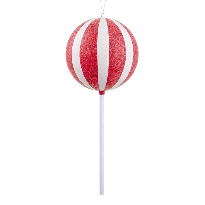 23" Hanging Beaded Lollipop Artificial Stem Pick -Red/White (Pack of 6) - XAQ017-RE/WH