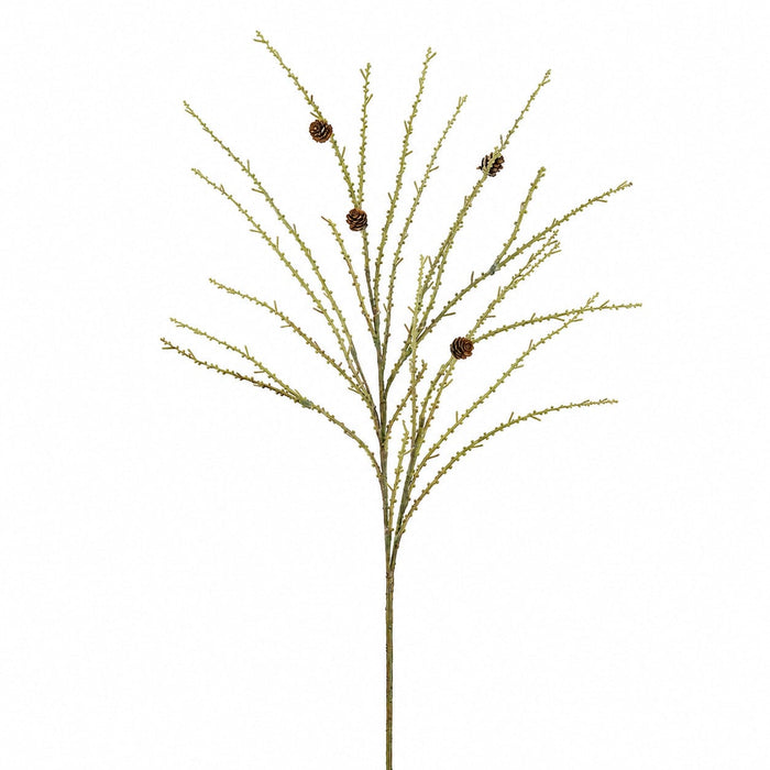 41" Iced Pinecone & Pine Artificial Stem -Brown/Green (Pack of 12) - XAQ039-BR/GR