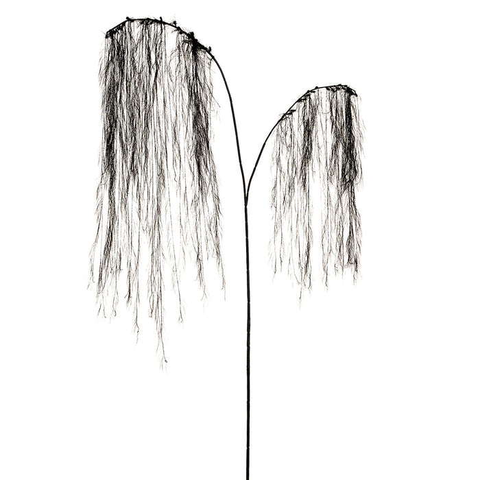 53" Lace Tassel Leaf Silk Stem -Black (Pack of 12) - XAQ046-BK