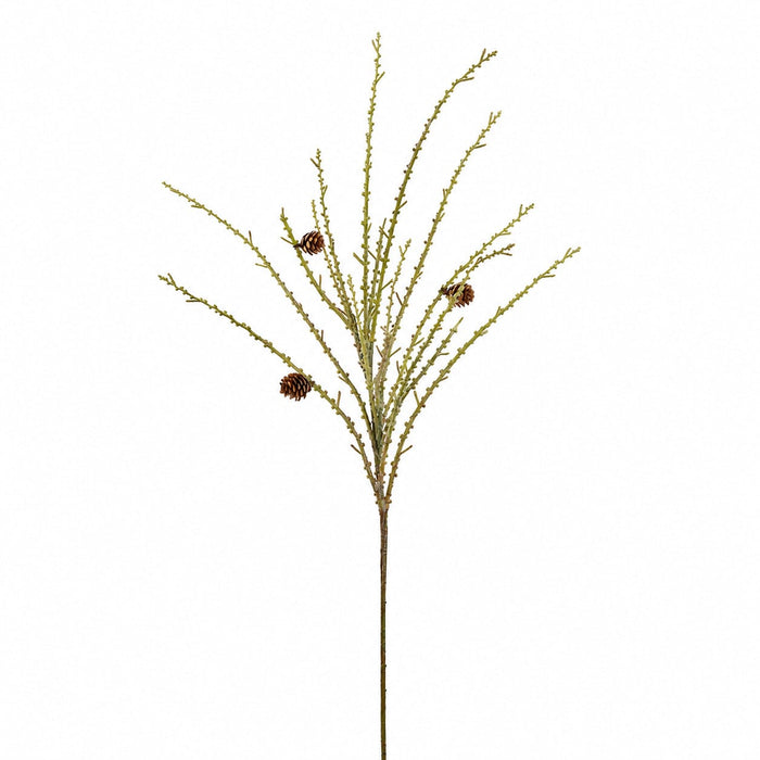 31" Iced Pinecone & Pine Artificial Stem -Brown/Green (Pack of 12) - XAQ049-BR/GR