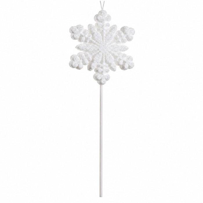 28" Snowflake Stem Pick -White (Pack of 4) - XAQ054-WH